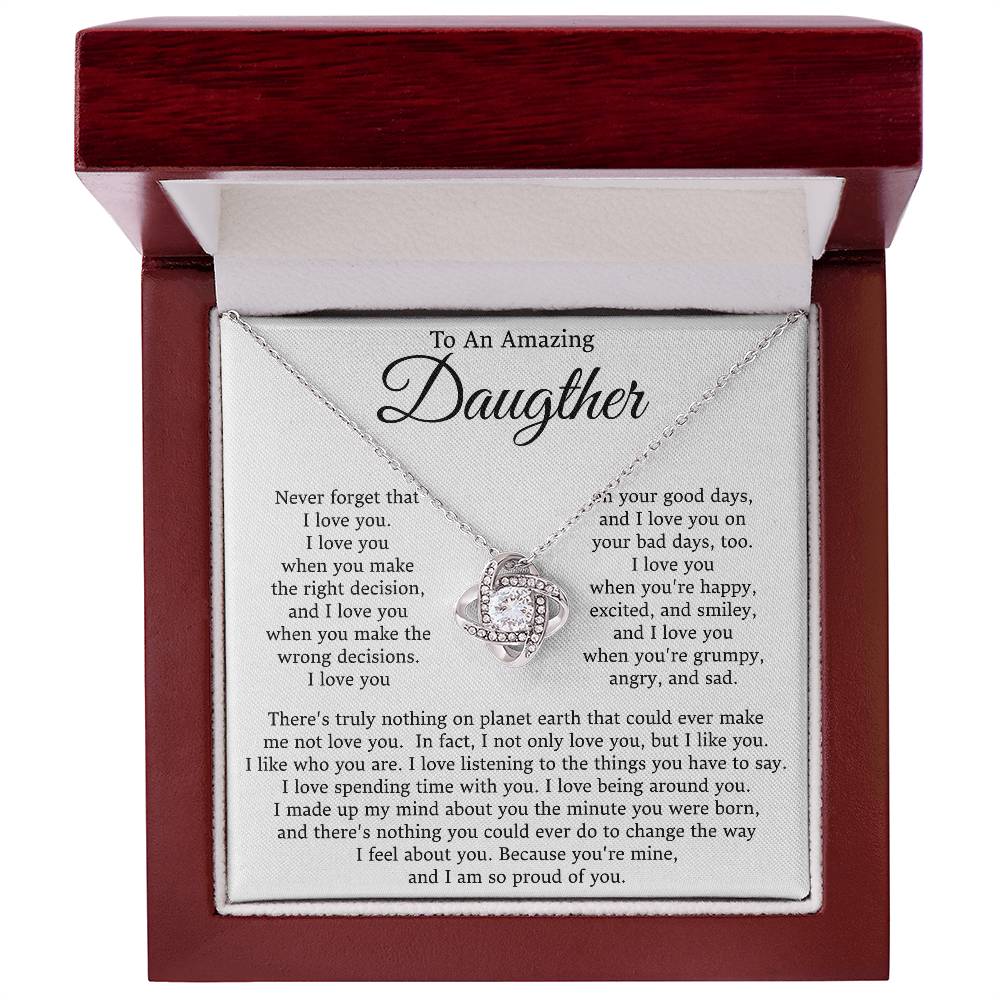 To My Daughter-Loveknot Necklace- I Am Proud Of You