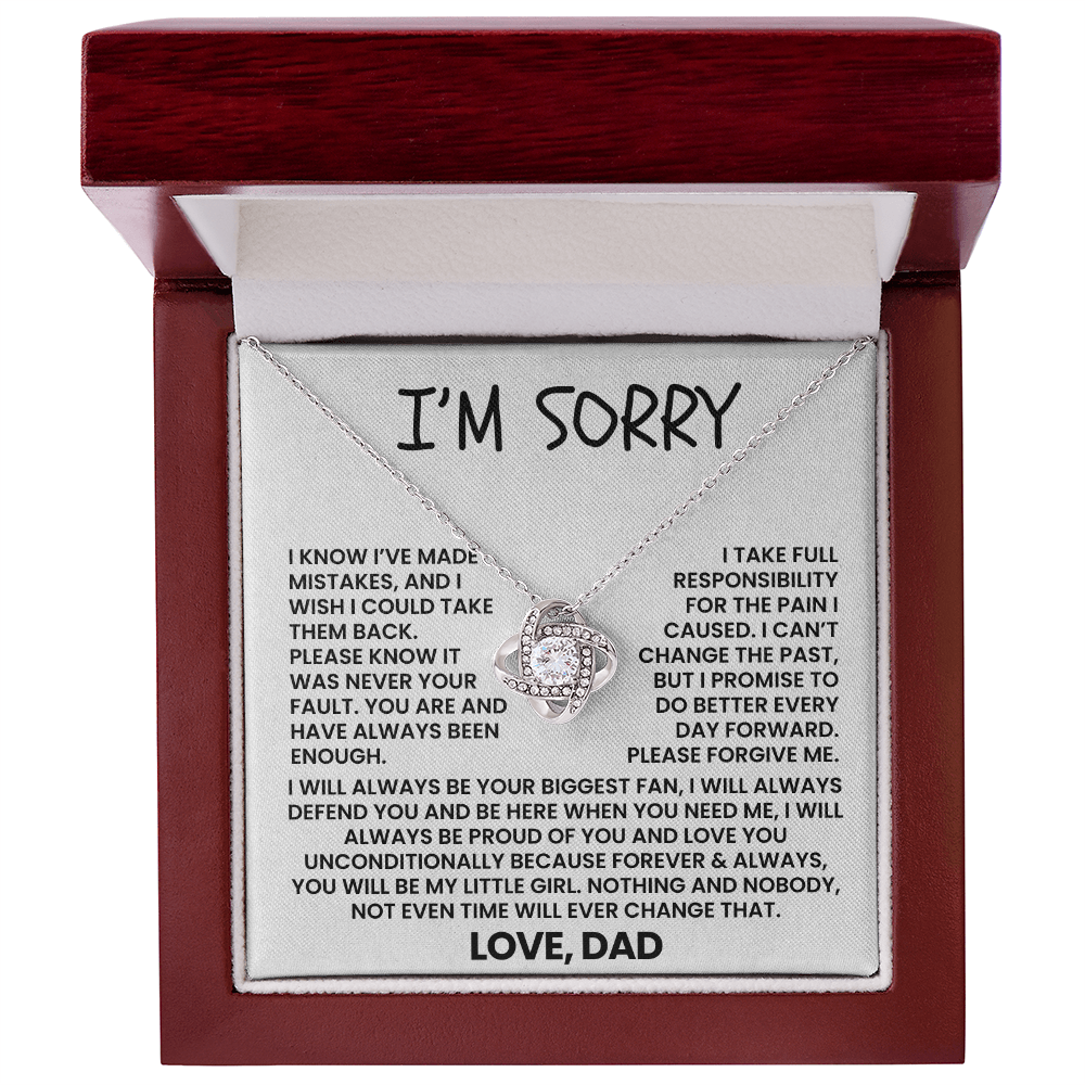 I Am Sorry Necklace for Daughter - I Will Always Be Your Biggest Fan