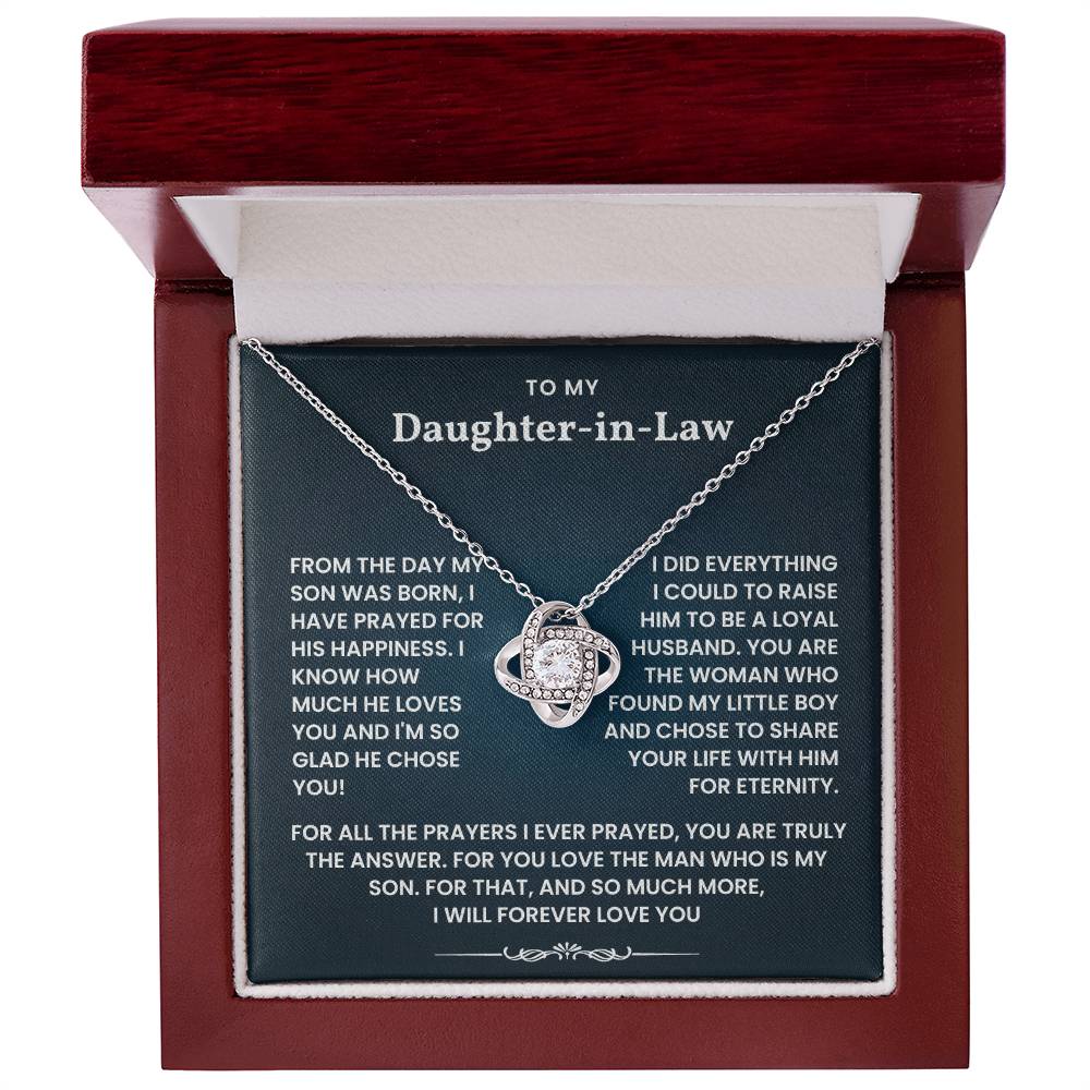 To My Daughter-In-Law- Loveknot Necklace-For All That Prayers