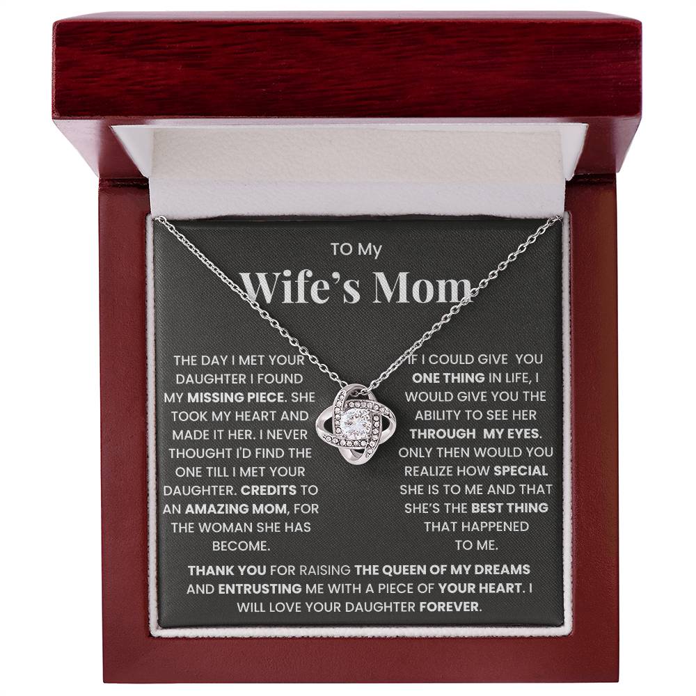 To My Wife's Mom-Loveknot Necklace- Credits To An Amazing Mom