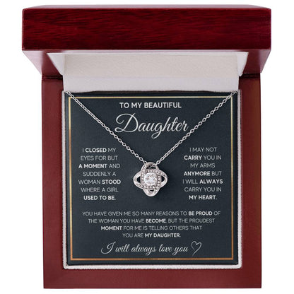 To My Beautiful Daughter-Loveknot Necklace- You Are My Daughter