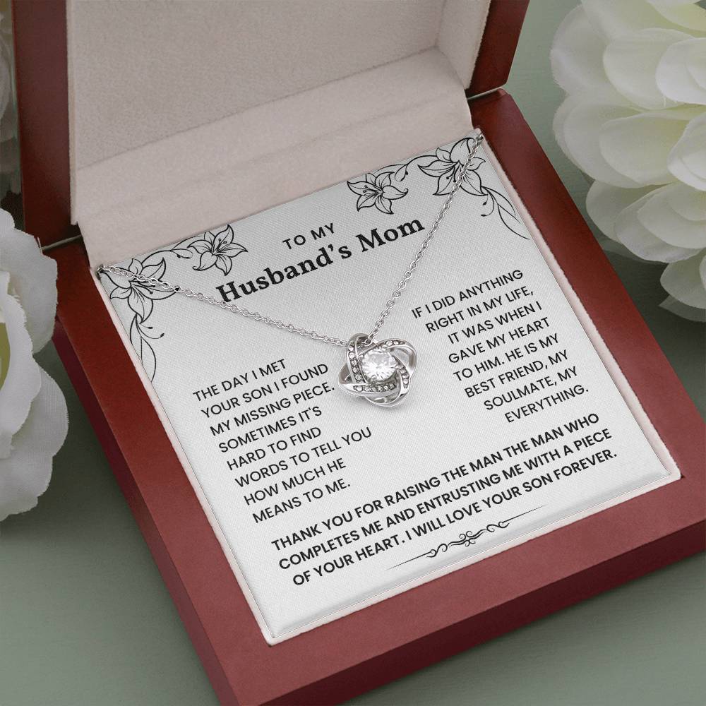 To My Husband's Mom- I Will Love Your Son Forever-Loveknot Necklace