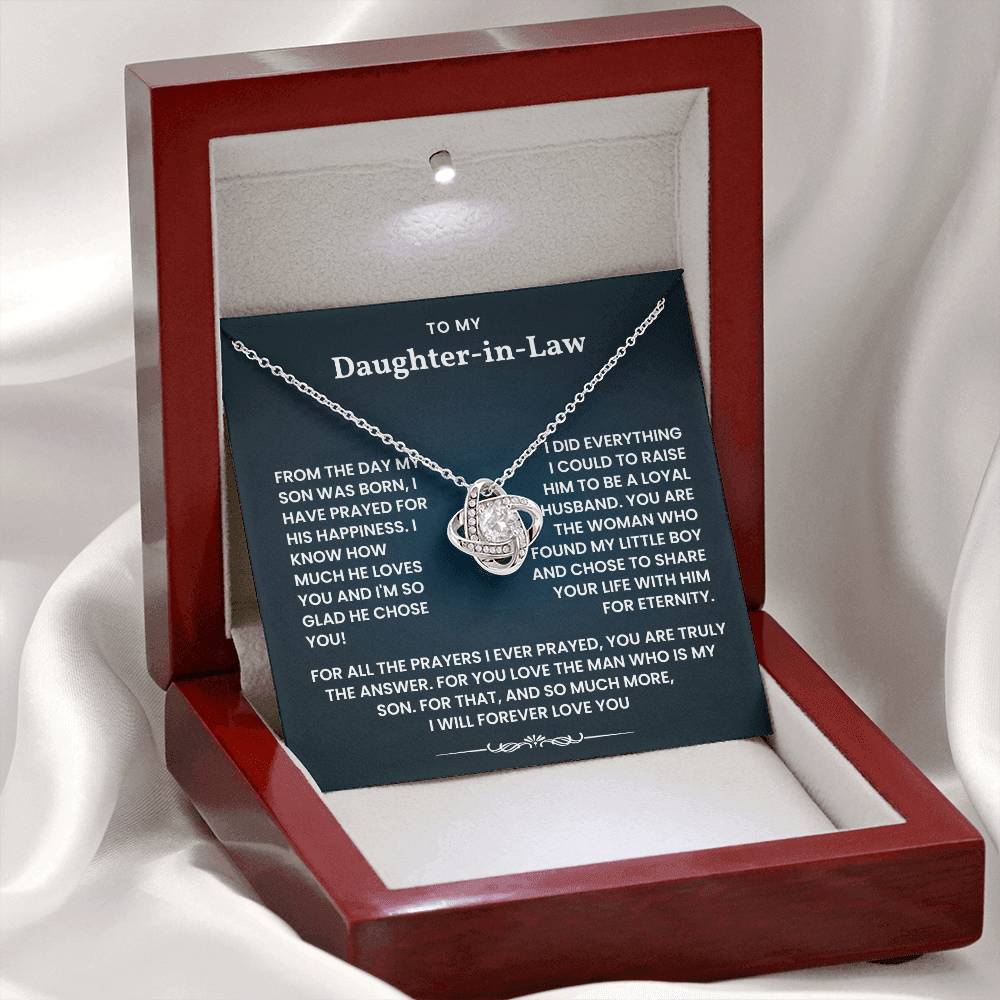 To My Daughter-In-Law- Loveknot Necklace-For All That Prayers