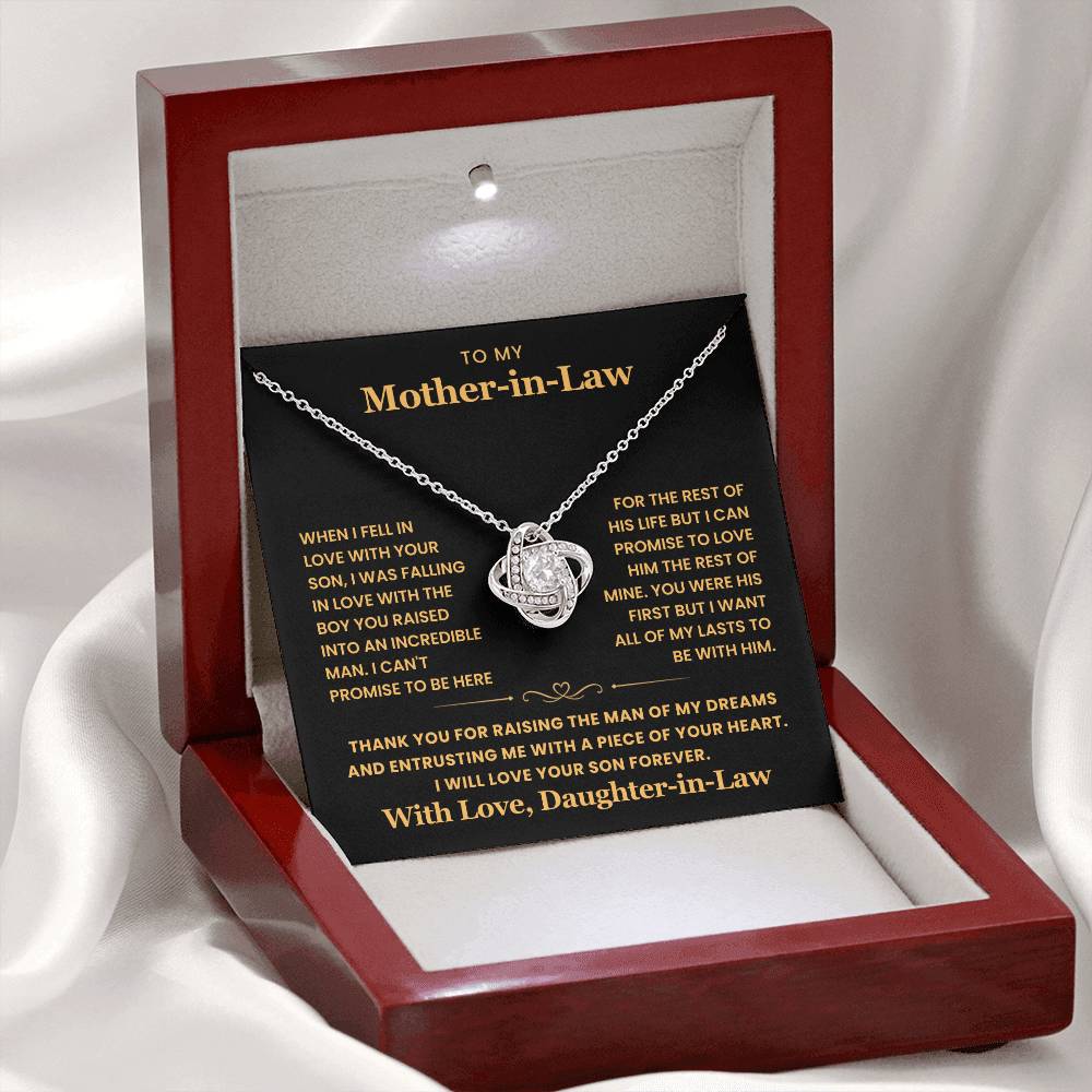 To My Husband's Mom- Loveknot Necklace-All My Lasts To Be With Him Lux001