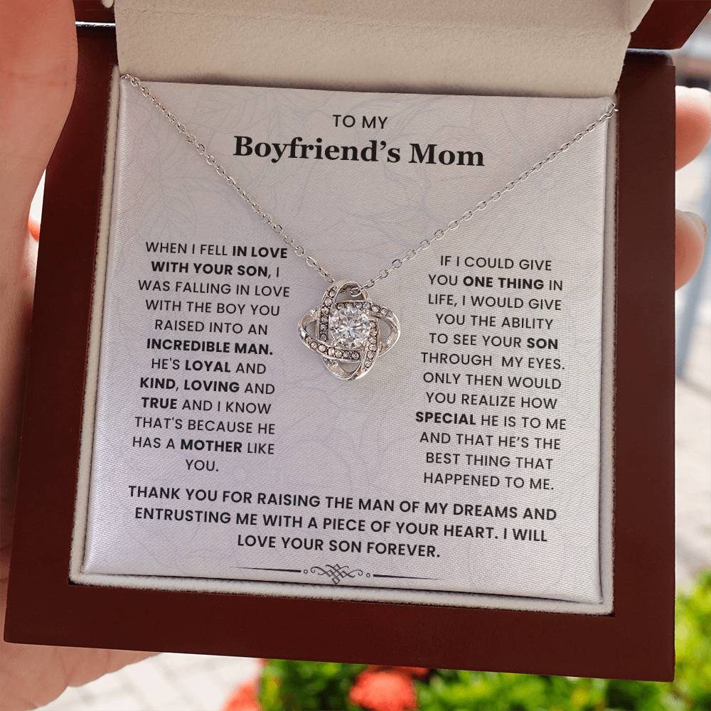 To My Boyfriend's Mom-Loveknot Necklace-See Your Son Through My Eyes