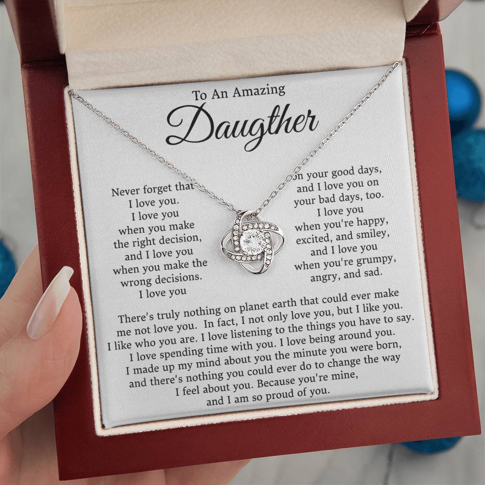 To My Daughter-Loveknot Necklace- I Am Proud Of You