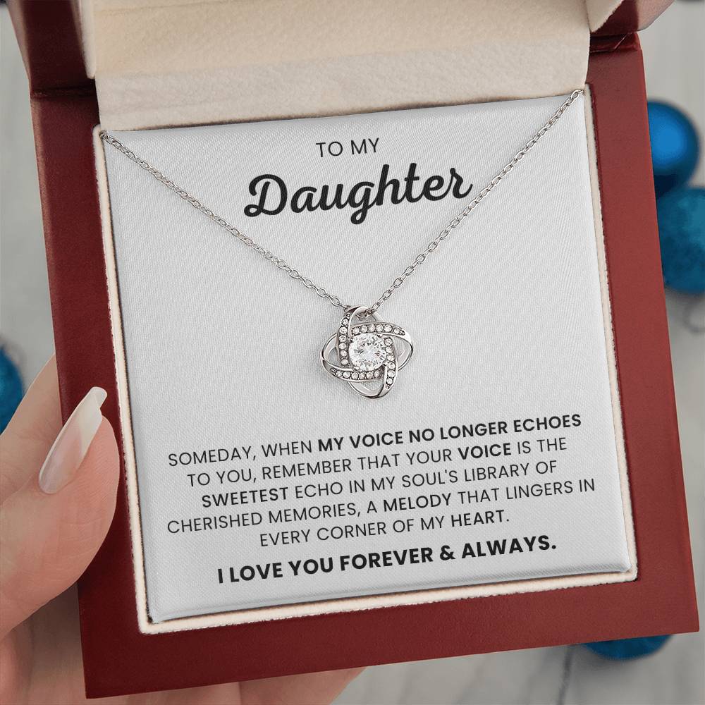 To My Daughter-Loveknot Necklace-My Voice No longer Echoes