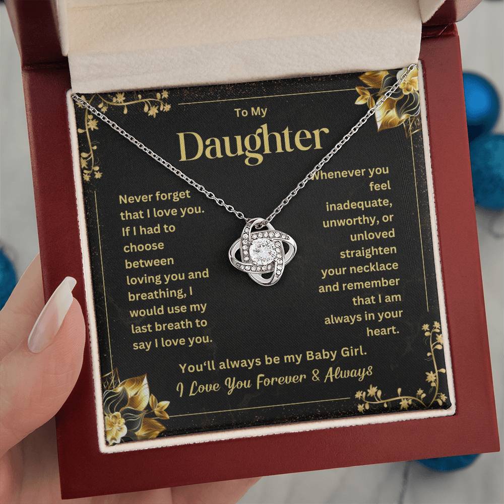 To My Daughter-Loveknot Necklace-Always Be My Baby Girl