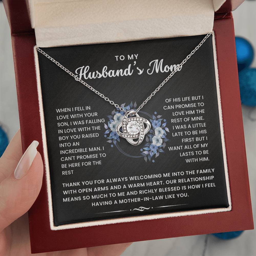 To My Husband's Mom-Loveknot Necklace-I Can't Promise To Be Here