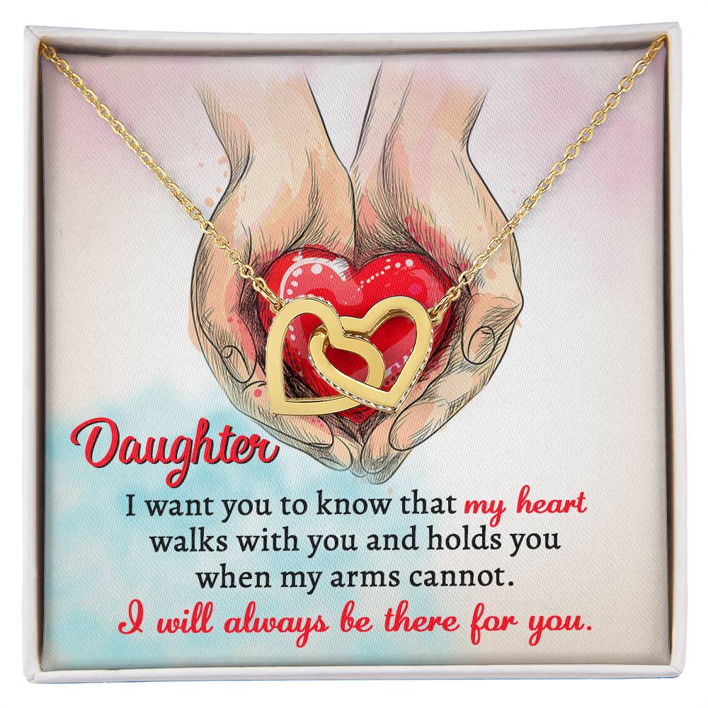 Daughter-Always Be There-Interlocking Hearts Necklace