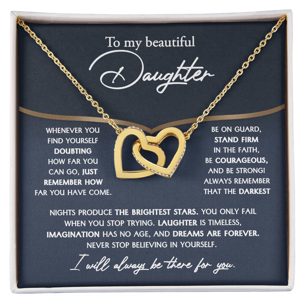 To My Beautiful Daughter- Interlocking Hearts Necklace