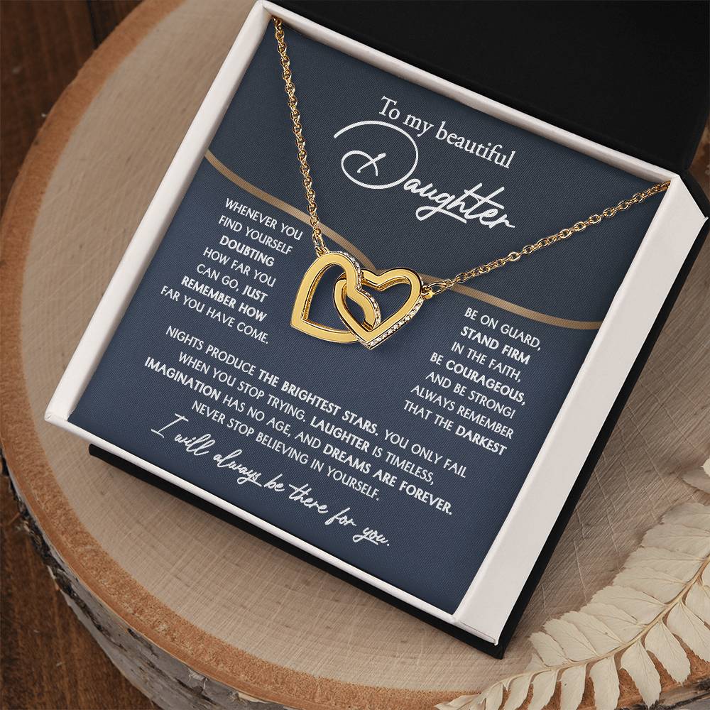 To My Beautiful Daughter- Interlocking Hearts Necklace