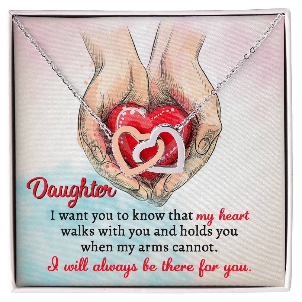 Daughter-Always Be There-Interlocking Hearts Necklace