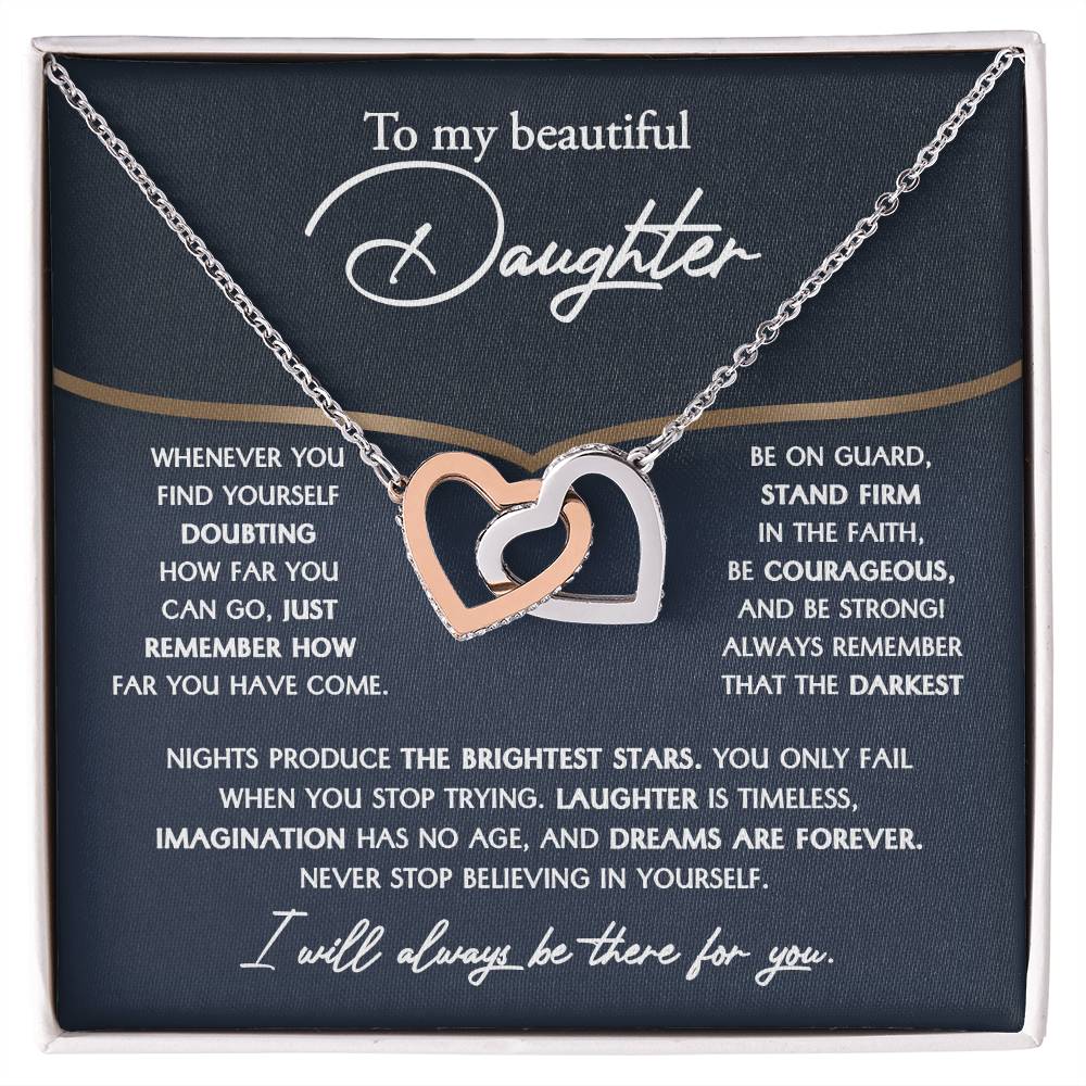 To My Beautiful Daughter- Interlocking Hearts Necklace