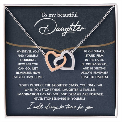 To My Beautiful Daughter- Interlocking Hearts Necklace