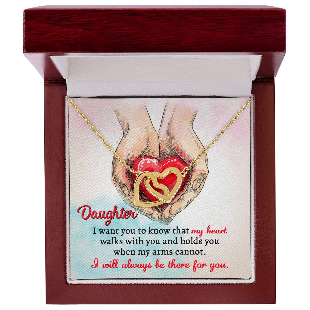 Daughter-Always Be There-Interlocking Hearts Necklace