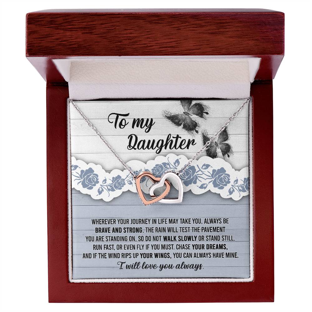 To My Daughter-Interlocking Heart Necklace-I Will Love You Always