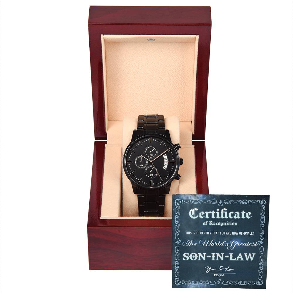 Son-In-Law-Certificate Of Achievement-Metal Chronograph Watch