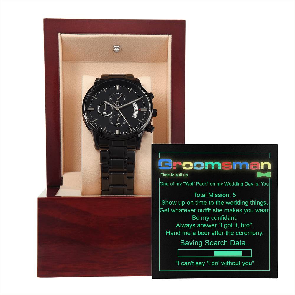 A Perfect Gift For Groomsman-Black Chronograph Watch