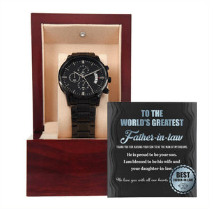 Father-in-Law-Proud To Be-Metal Chronograph Watch