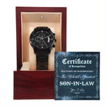 Son-In-Law-Certificate Of Achievement-Metal Chronograph Watch