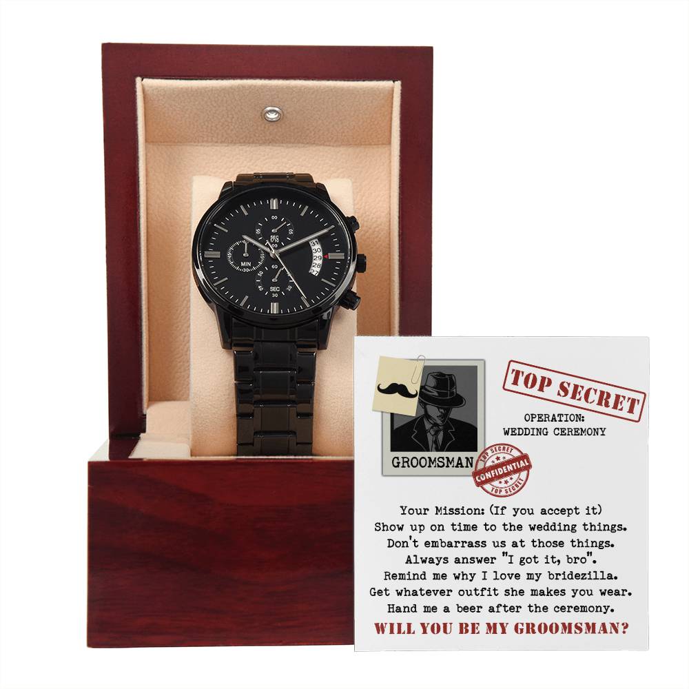 Groomsman-Top Secret-Metal Chronograph Watch