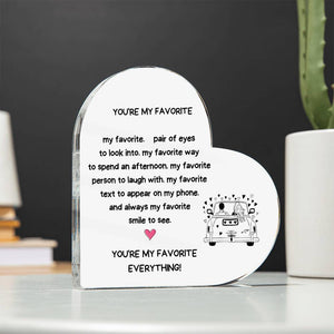 "You Are My Favorite"-LED Wooden Base Heart Acrylic Plaque