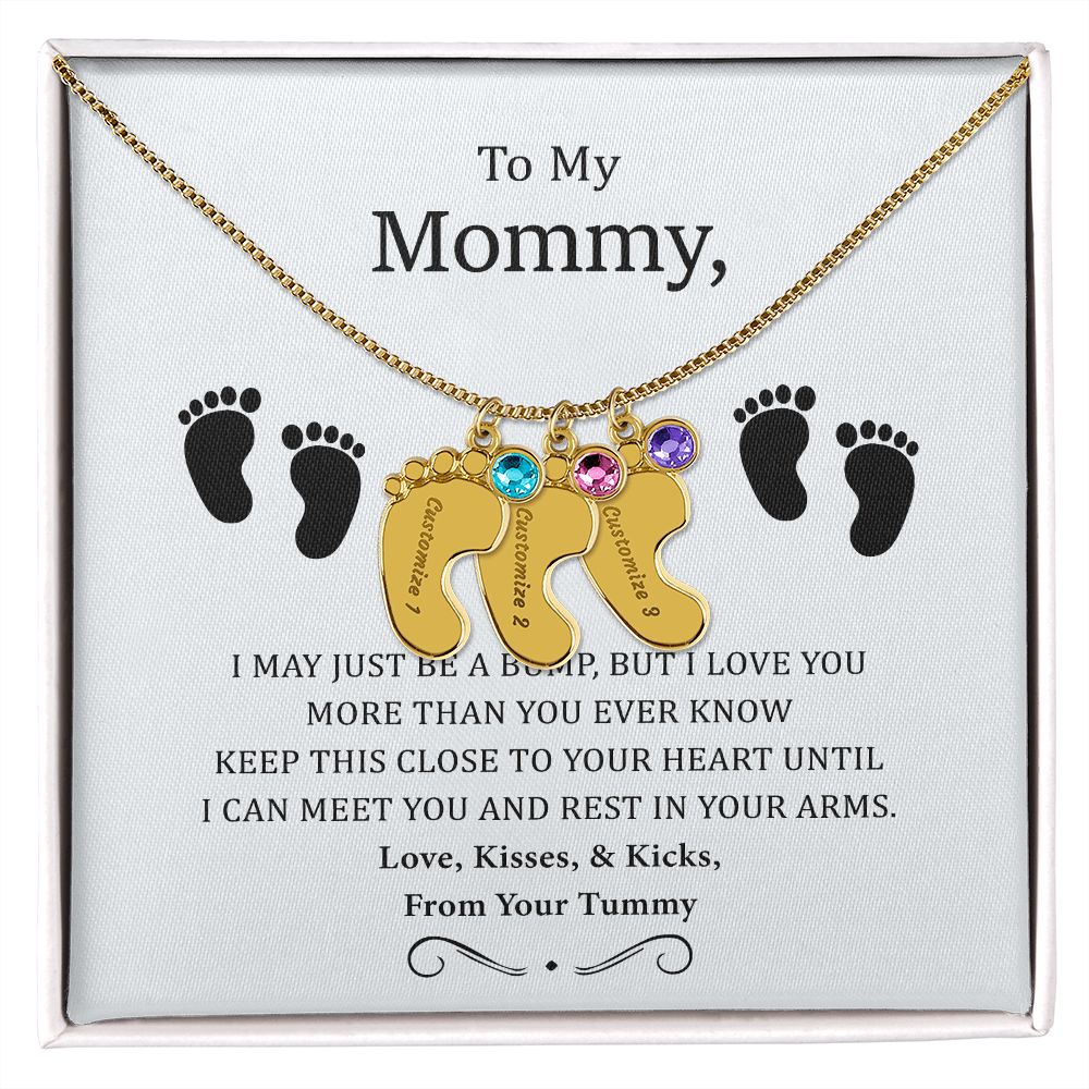 To My Mommy - I Love You More Than You Ever Know - Engraved Baby Footprint with Birthstone