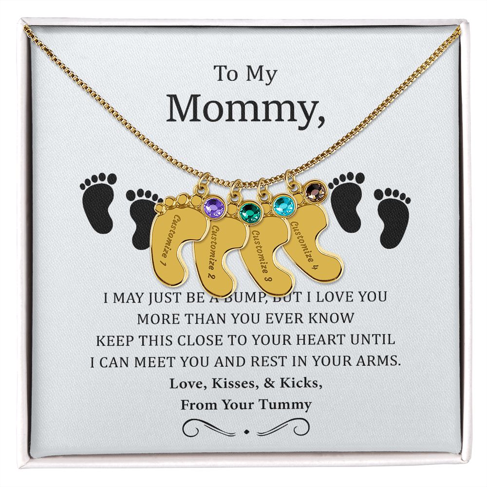 To My Mommy - I Love You More Than You Ever Know - Engraved Baby Footprint with Birthstone