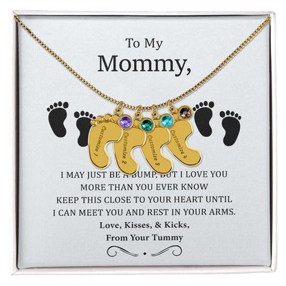 To My Mommy - I Love You More Than You Ever Know - Engraved Baby Footprint with Birthstone
