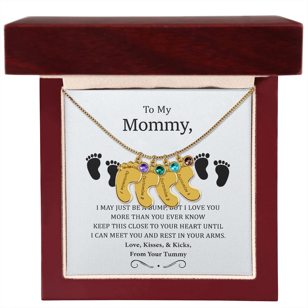 To My Mommy - I Love You More Than You Ever Know - Engraved Baby Footprint with Birthstone