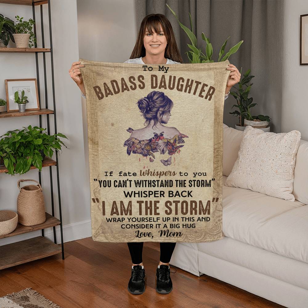 To My Badass Daughter - Coral Fleece Blanket - I Am The Storm