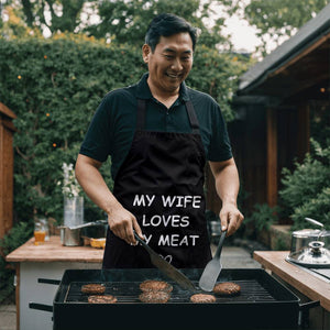 Funny Saying Gift for Husband - My Wife Loves My Meat  - Apron