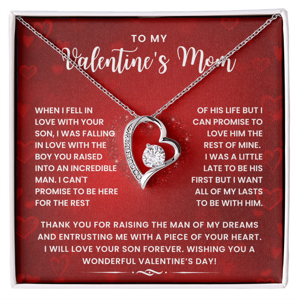 To My Valentine's Mom Necklace - I Will Love Your Son Forever - Gift for Boyfriend's Mom, Mother in Law