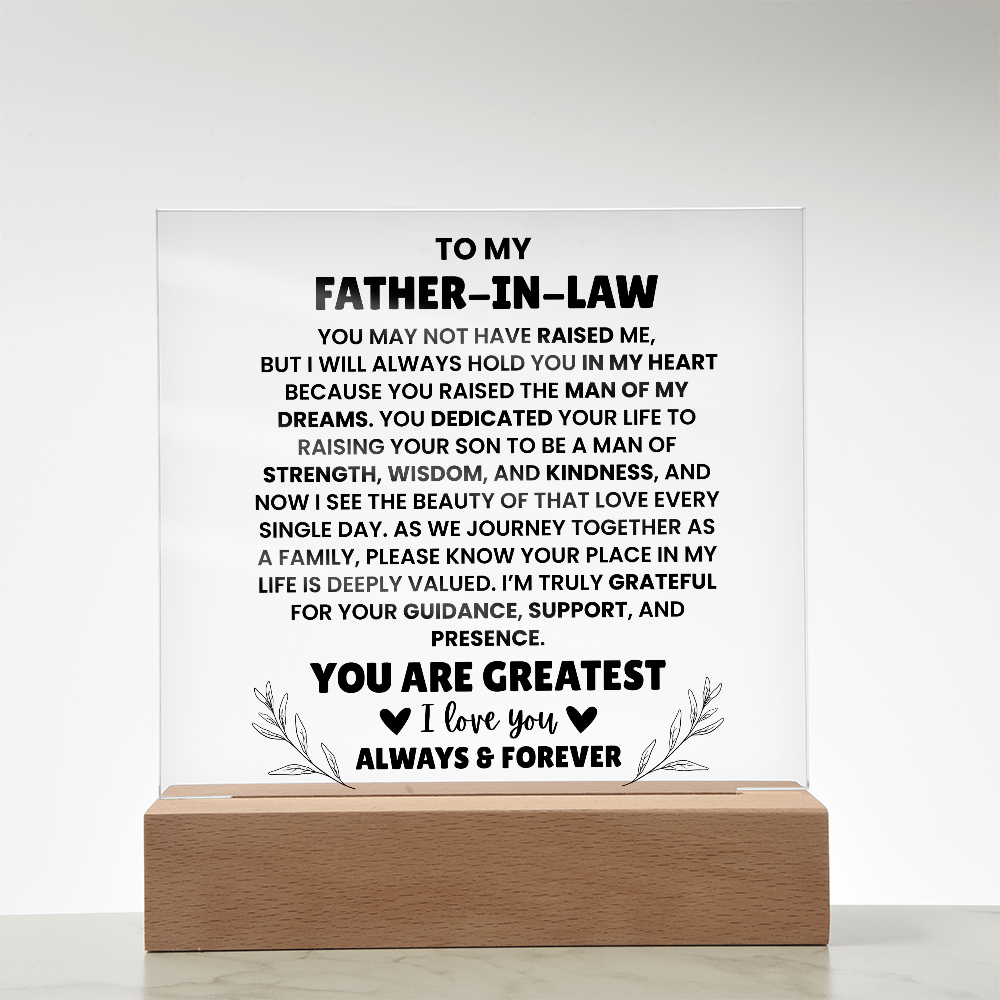 To My Father In Law - You Are Greatest - Acrylic