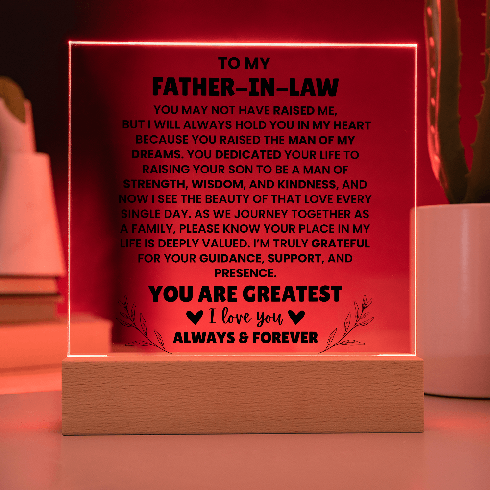 To My Father In Law - You Are Greatest - Acrylic