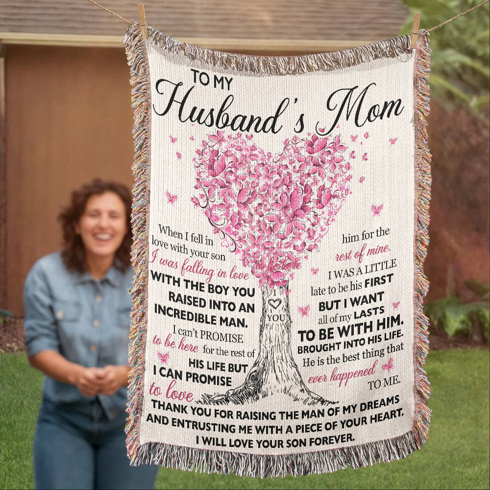 To My Husband's Mom - Thank You For Raising The Man of My Dreams - 100% Cotton Yarn Blanket