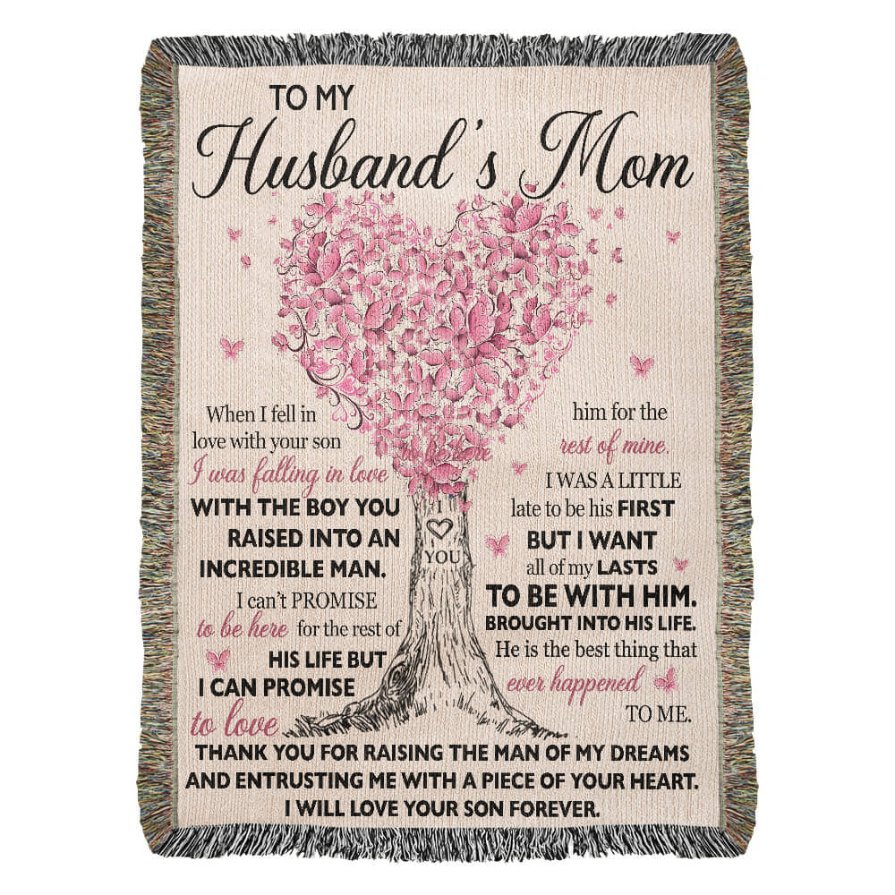 To My Husband's Mom - Thank You For Raising The Man of My Dreams - 100% Cotton Yarn Blanket