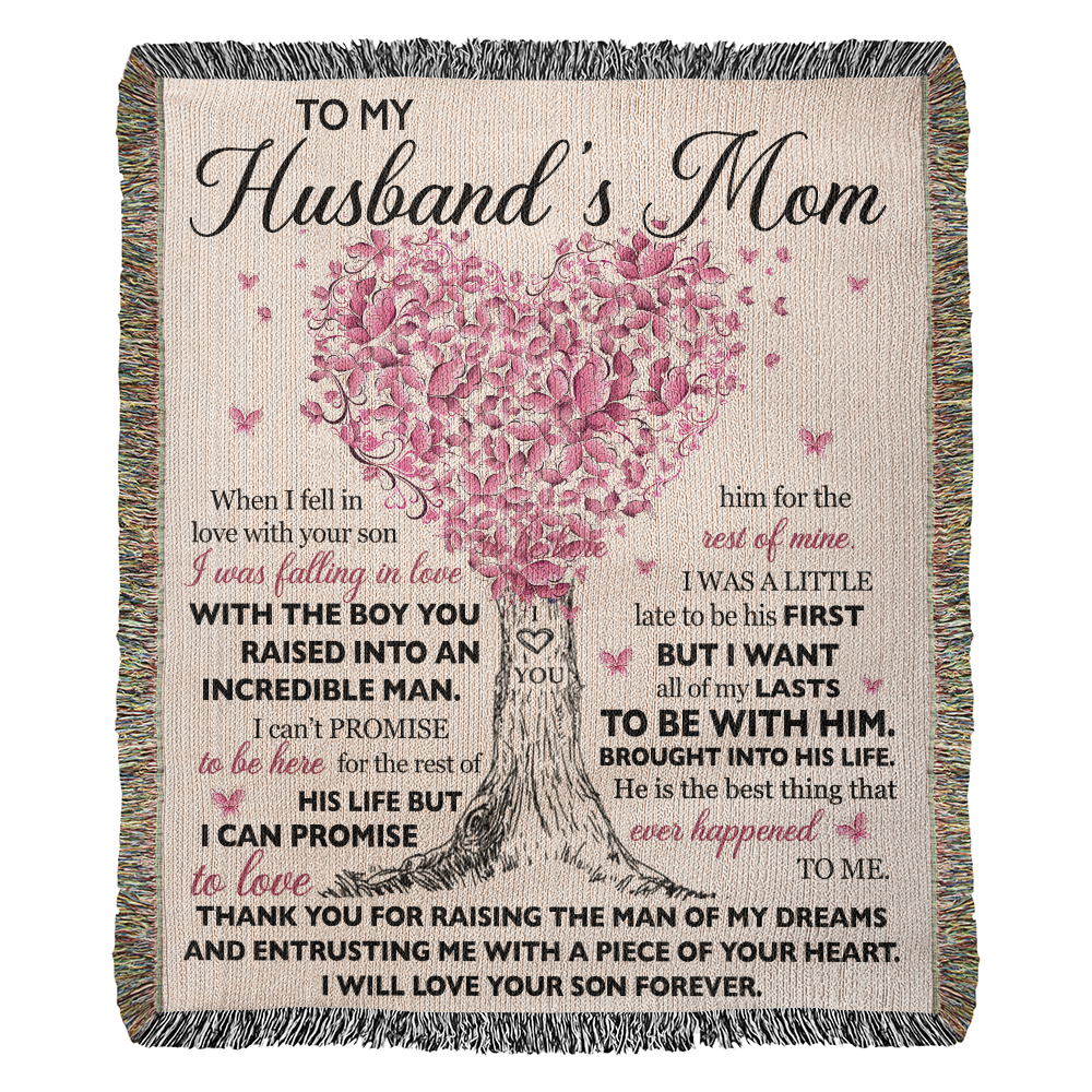 To My Husband's Mom - Thank You For Raising The Man of My Dreams - 100% Cotton Yarn Blanket