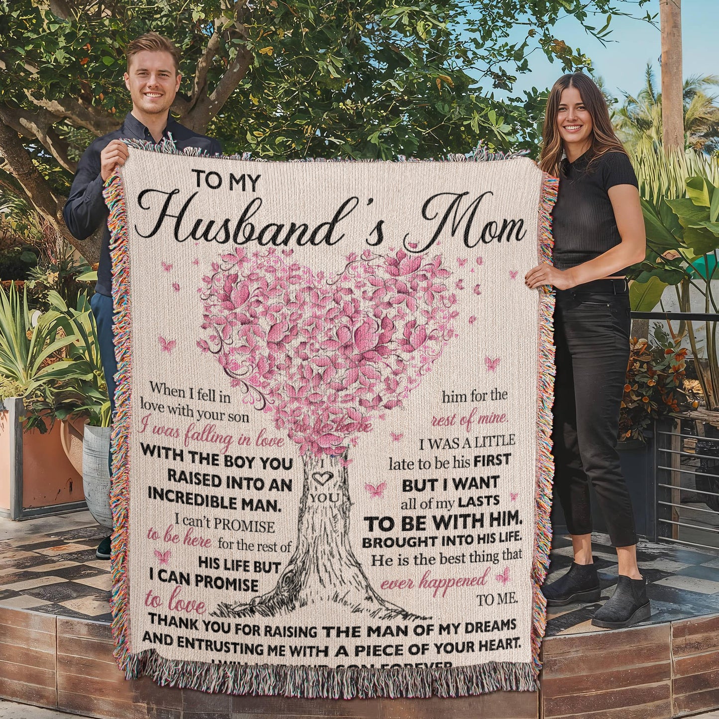 To My Husband's Mom - Thank You For Raising The Man of My Dreams - 100% Cotton Yarn Blanket