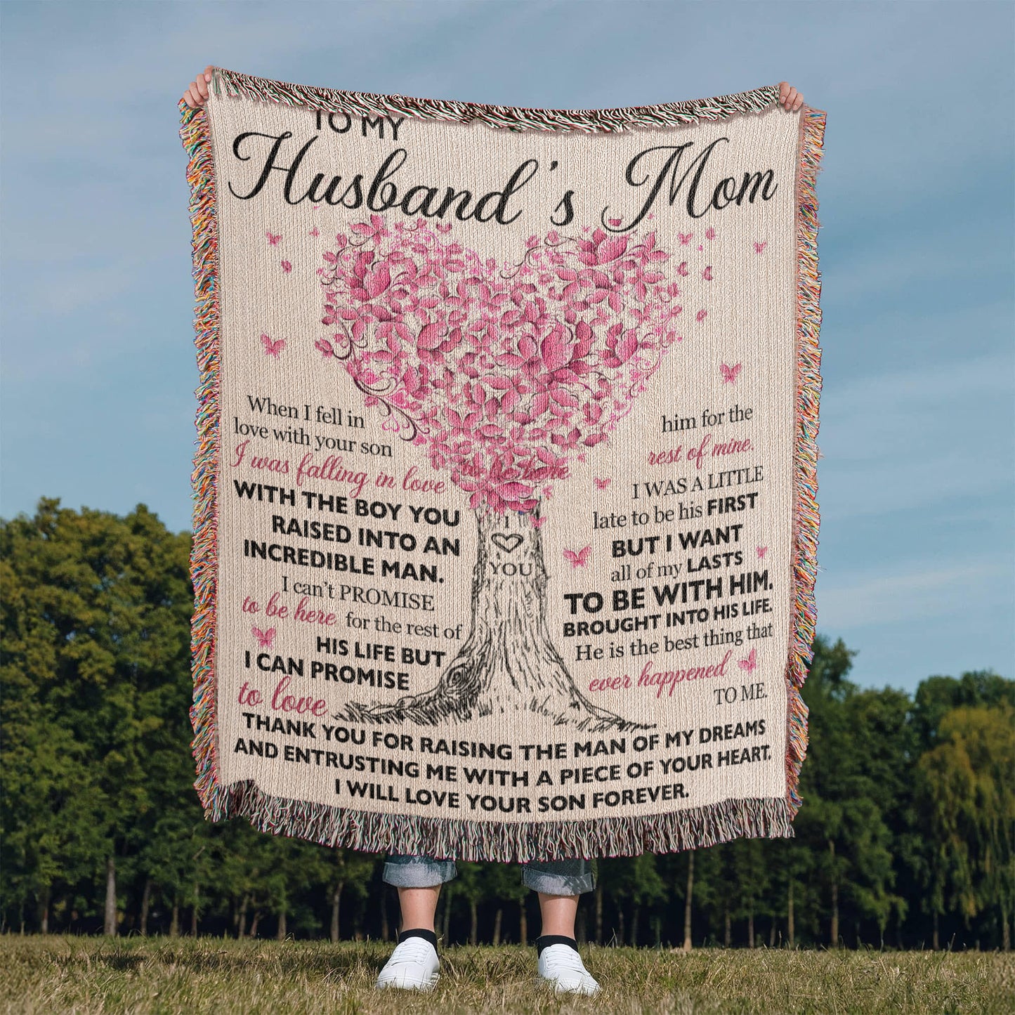 To My Husband's Mom - Thank You For Raising The Man of My Dreams - 100% Cotton Yarn Blanket