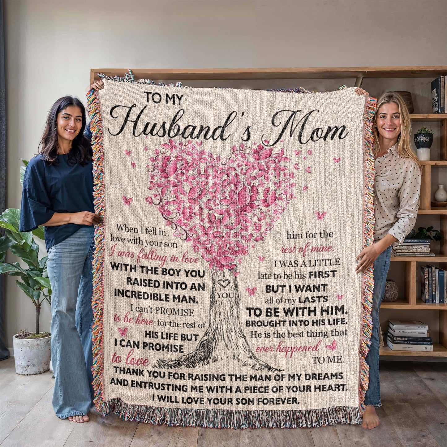 To My Husband's Mom - Thank You For Raising The Man of My Dreams - 100% Cotton Yarn Blanket