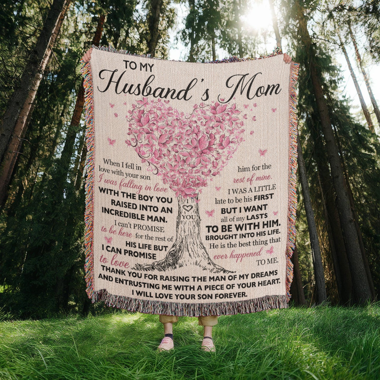 To My Husband's Mom - Thank You For Raising The Man of My Dreams - 100% Cotton Yarn Blanket