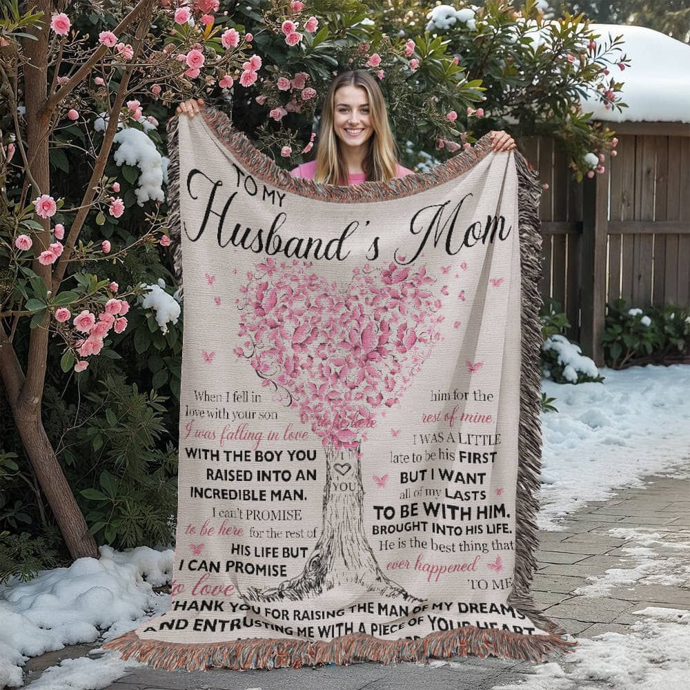 To My Husband's Mom - Thank You For Raising The Man of My Dreams - 100% Cotton Yarn Blanket