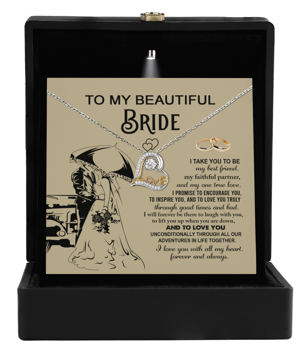 To My Beautiful Bride - I Love You with All My Heart - Necklace