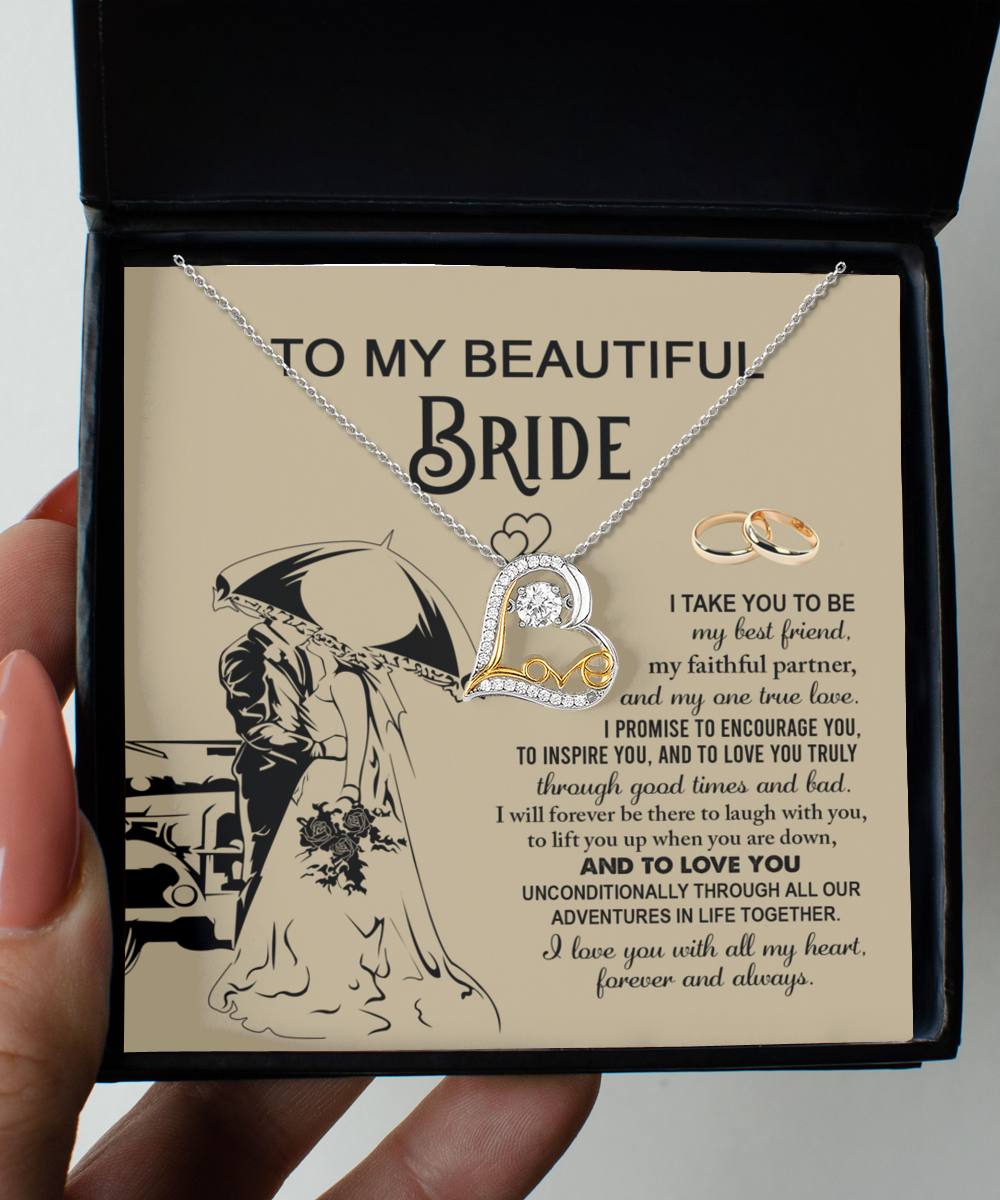 To My Beautiful Bride - I Love You with All My Heart - Necklace