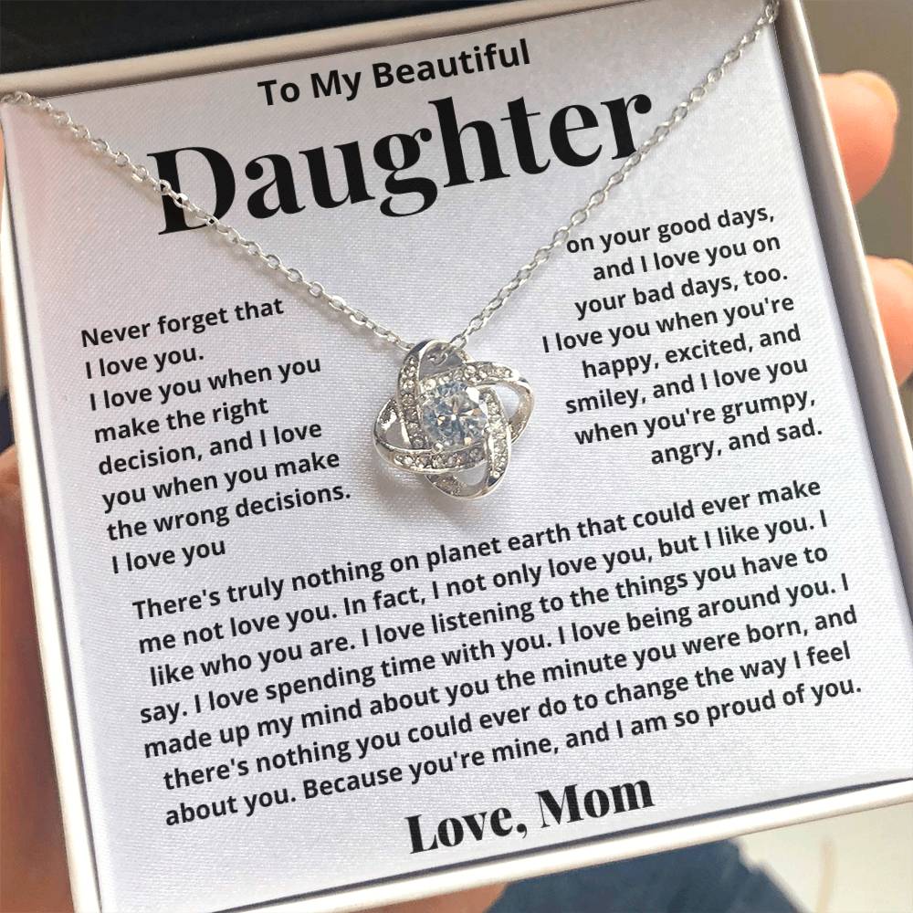 To My Beautiful Daughter - I Am So Proud of You - Love Knot Necklace