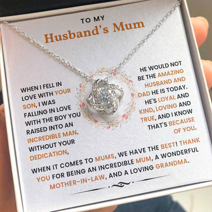 To My Husband's Mum- Loveknot Necklace- Thank You For Being An Incredible Mum