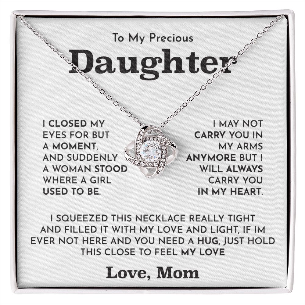 To My Daughter-Loveknot Necklace-I Closed My Eyes