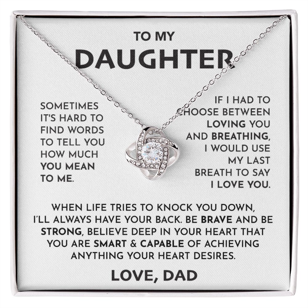 To My Daughter-Loveknot Necklace-Sometimes It's Hard